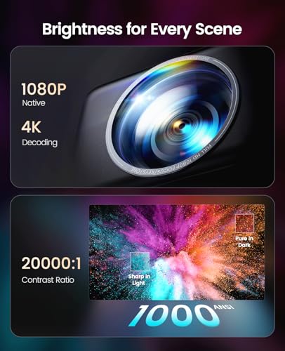 Smart Projector 4K with Netflix Included,30W Audio,Live Channels, 1200 ANSI FHD 1080P Home Cinema Portable Projectors,AI Auto Image,WiFi6 Bluetooth 5.4,HDMI ARC TV Projector for Bedroom, Garden