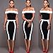 TheFound Women's Black and white Stripes Cocktail Party Evening Bodycon Dress