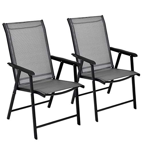 Giantex Set of 2 Patio Dining Chairs, Outdoor Chairs, Portable Folding