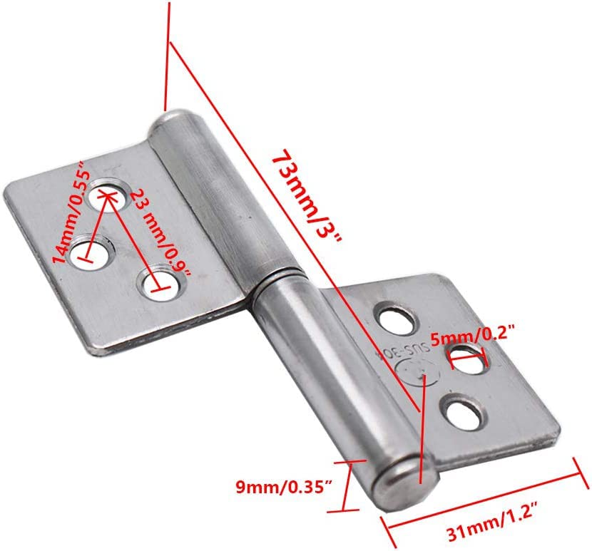 Rannb 3inch Flag Hinges 304 Stainless Steel Lift Off Hinge Detachable