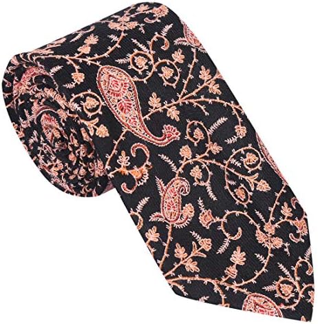 Pashtush Mens Fine Wool Tie with Silky Traditional Embroidery