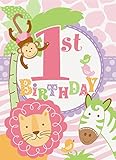 Pink Safari First Birthday Invitations, 8ct