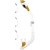 Cressi Youth Dry-Top Snorkel - Splash-Guard and Closing Valve on Top, Silicone Mouthpiece, Quick-Release Keeper - Designed in Italy