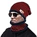 MUCO Mens Womens Winter Beanie Hats Scarf Set Warm Knit Hat Thick Fleece Lined Slouchy Cap Neck Warmer for Men Women