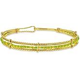 In Season Jewelry Gold Plated Babalawo Green Yellow Beads Women's Bangle Orula Bracelet - Stylish Gold Plated Orula Bracelet