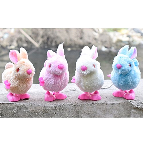 2018 Clockwork Plush Bunny Toys Infant Child Stuffed Toys Hopping Wind Up Collect Easter Gift (Random)