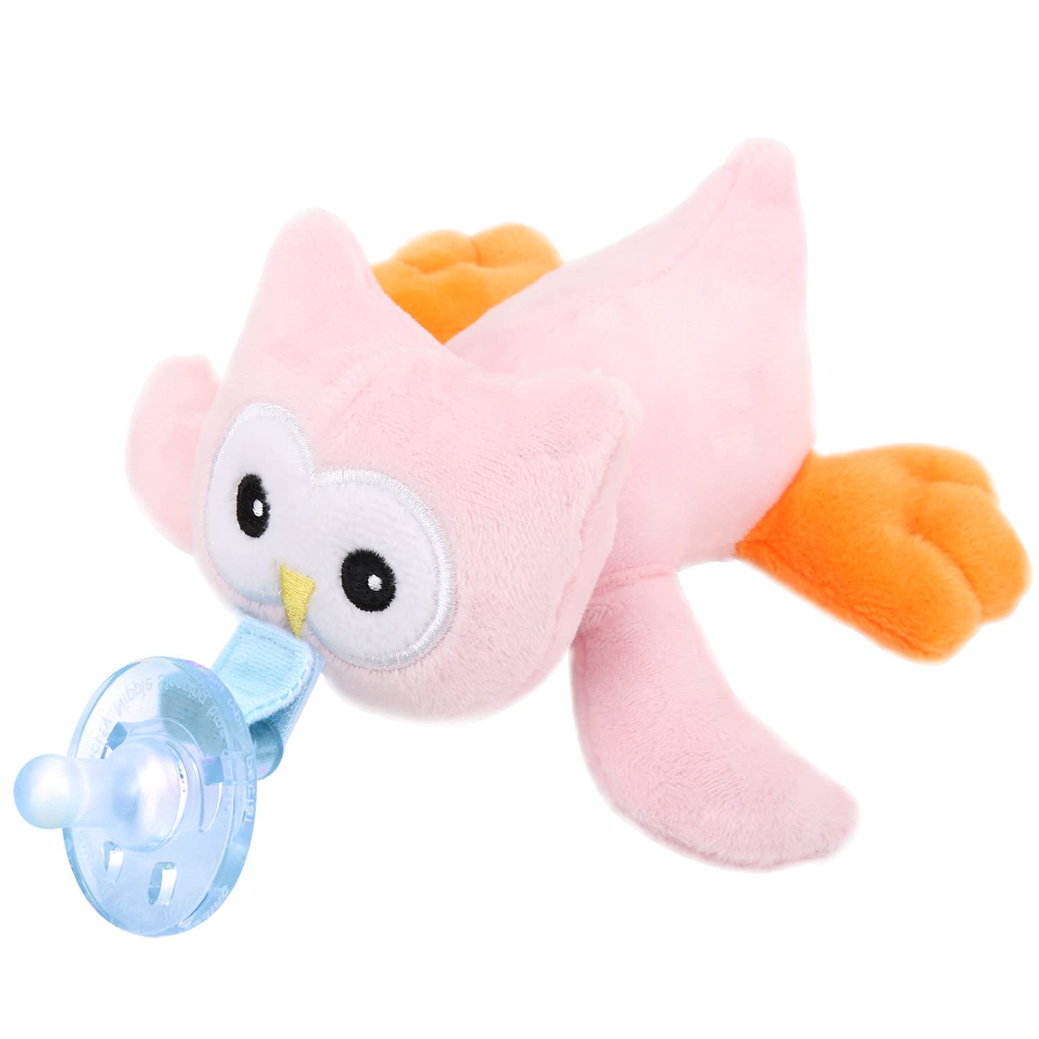 Zooawa Dummy Toy Soother Holder Teddy, Baby Pacifier Holder Dummy Teddy Baby Loveys Soothie Removable Dummy Holder Teddy, Stuffed Animal Dummy Comforter for Infant Kids Boys Girls 3-36 Months, Owl