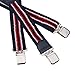 Bundle Monster Mens 2pc Heavy Duty Y-Back Adjustable Suspenders - blue/stripes