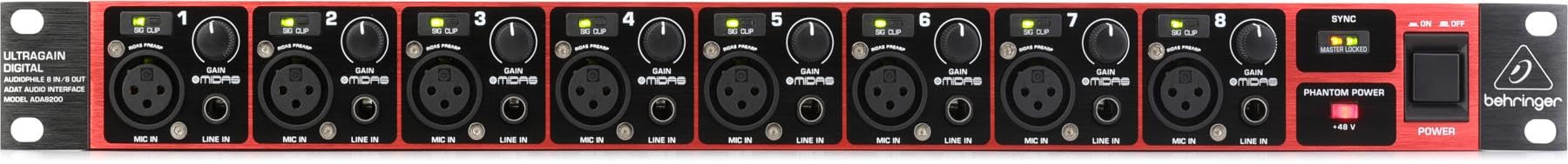 Behringer ADA8200 ADAT Audio Interface with MIDAS Preamps, 8 In/8 Out, and 24-Bit Conversion