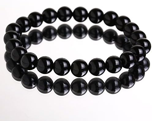 Natural Morion Cairngorm Gemstone Beads Bracelet 8mm 17g E0445