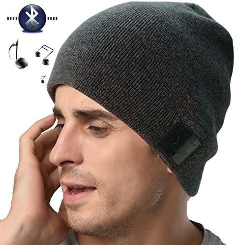 Langder Wireless Bluetooth beanie Headphone BT Music 100% Cotton Soft Warm hat headset Built in speakers,Micophone,Rechargeable Li-battery Washable design one size fit all Color Gray&amp;Black