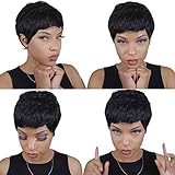 Brazilian Virgin Hair 27 Pieces Short Human Hair Weave With Free Closure 27 Piece Weave Human Hair 3 Pcs Tissage Bresilienne Natural Color #1B
