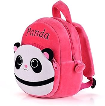Frantic Pandora Velvet Panda Design Pink School Bag for 2 to 5 Age Kids