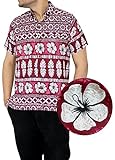 La Leela Hawaiian Shirt ALOHA Men Short Sleeve Front-Pocket Beach Button Down