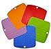 Set of (5) Aarcho Kitchen - Premium Flexible Silicone Pot Holders/Trivets, Durable, Non-slip Pads, Multiple Colors (Red, Green, Orange, Blue, Purple), Garlic Peelers, Spoon Rests, Multiple Uses
