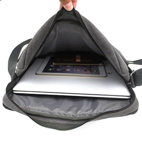 Travel Messenger Bags Men Multifunction Business Class Briefcase Womens Messenger Bag Shoulder Bag for 15" Laptop Gray - Thumbnail 5