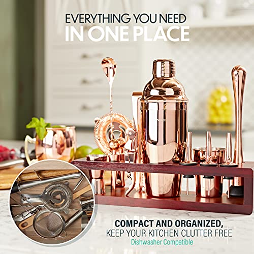 Modern Mixology Cocktail Shaker Set 24 Piece Stainless Steel Bartender Drink Kit & Stand for
