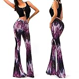 Novias Fashion High Waist Tie-Dye Paisley Inspired 70s Flared Bell Bottom Pants