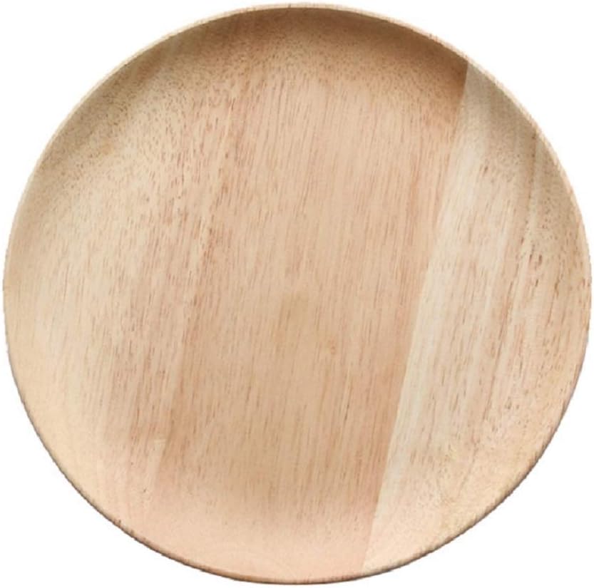 2 Pack 9.45 inch Round Wood Dish, Plate Acacia Wooden For Food Dish, Sweets Fruit Dessert Coffee Dish, Round Wood Dinner Tableware Plates, Tray for Home Decoration (9.45 Inch)