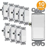 ENERLITES 3-Way Decorator Paddle Rocker Light Switch, Single Pole or Three Way, 3 Wire, Grounding Screw, Residential Grade, 15A 120V/277V, UL Listed, 93150-W-10PCS, White (10 Pack)