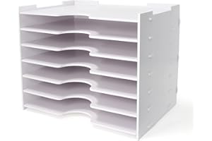 SONGWAY Organiseur de fichiers pour bureau – Porte-documents large à 7 niveaux, bac de rangement pour courrier et courrier A4