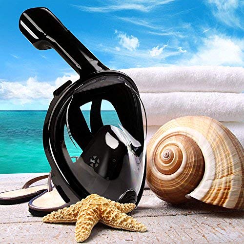Pankoo Full Face Snorkel Mask, 180Âº Panoramic View Diving Scuba Mask with Anti-Fog and Anti-Leak with Adjustable Head Straps Design for Adults,Youth,Kids