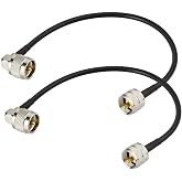 Superbat PL-259 Jumper Cable UHF (Pl259) Male to Male Low Loss Digital RG58 Coax Cable (12 Inch RG58) for HAM &amp; CB Radio,Antenna Analyzer,Dummy Load,SWR Meter 2-Pack