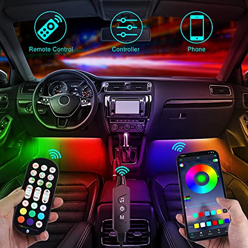 auto led innenbeleuchtung DC5V USB Anschluss Autoladegerät Lichtleiste 5050LED innenraumbeleuchtung auto mit APP Control Remote Control Im ambientebeleuchtung auto