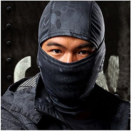 NOMENI 1PC Tarnung Armee Radfahren Motorrad Cap Balaclava Hüte Vollgesichtsmaske (Black)
