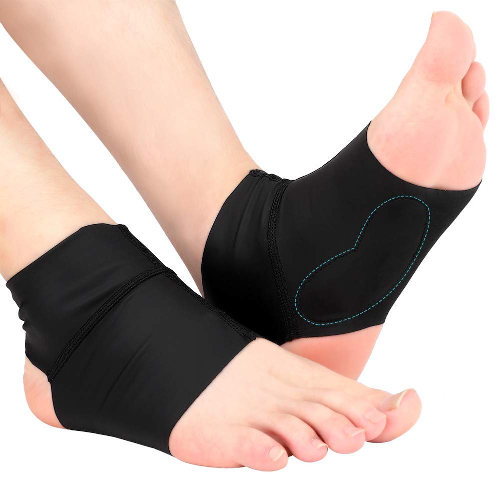 Arch Ankle Support Sleeves for Flat Feet, Plantar Fasciitis Arch Socks with Gel Pads, Compression Ankle Arch Brace Wrap for Men and Women, Heel Spurs, Flat Foot, High/Low Arch, 1 Pair