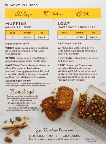 SIMPLE MILLS ALMOND FLOUR BAKING MIX, PUMPKIN MUFFIN & BREAD MIX – GLUTEN FREE, PLANT BASED, PALEO FRIENDLY, 9 OUNCE (PACK OF 1)