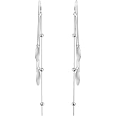 POPLYKE 925 Sterling Silver Threader Earrings for Women Sterling Silver Through Long Chains Earrings Jewelry Gifts for Women