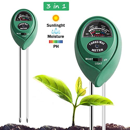 Soil Tester,3-in-1 Soil Tester with Moisture/Light/pH Test,Gardening Tool kit for Plant Care,Soil Test Kit for Home,Garden,Lawn,Farm,Indoor & Outdoor-No Battery Needed (Green)