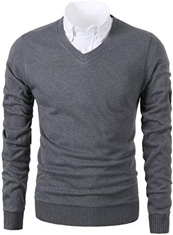 Mesahara Mens Slim Fit Light Weight V-Neck Pullover Sweater
