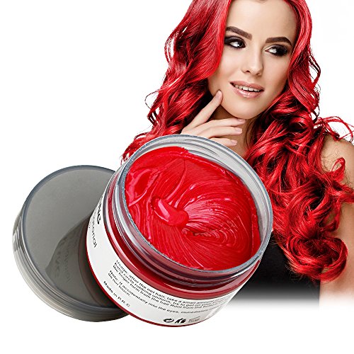 MS.DEAR Instant Red Hair Wax, Temporary Hairstyle Cream 4.23 oz, Hair Pomades, Natural Hairstyle Wax for Men and Women (Red)