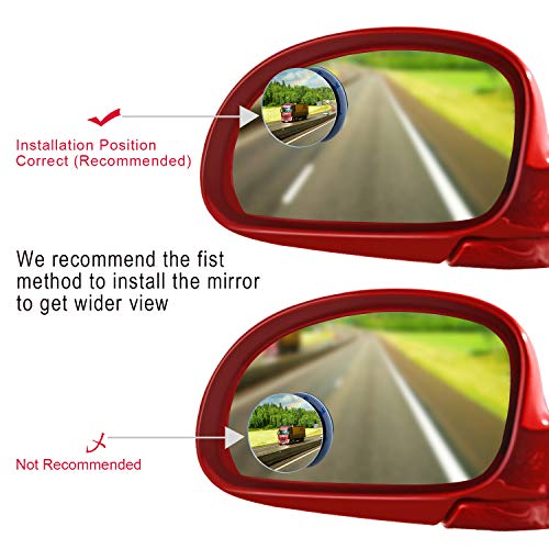 Kribin 4 Pack Blind Spot Mirror, 2" Round HD Glass Frameless Convex Rear View Blind Spot Mirror Stick On with 360° Rotation Adjustable for SUV Car Auto