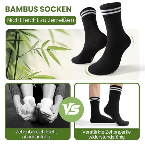 FALARY 6/12 Pairs of Bamboo Tennis Socks for Men and Women, Antiperspirant, Breathable, Sports Running Socks
