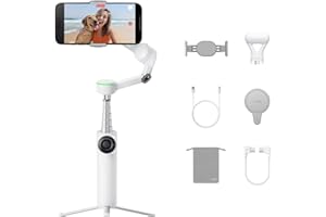 Insta360 Flow 2 Pro Creator Bundle White - Foldable AI Phone Gimbal, Apple DockKit, 360º Pan Tracking, Free Tilt Mode, Built-In Tripod/Selfie Stick, Portable Vlog/Travel Stabilizer, Spotlight, MagSafe