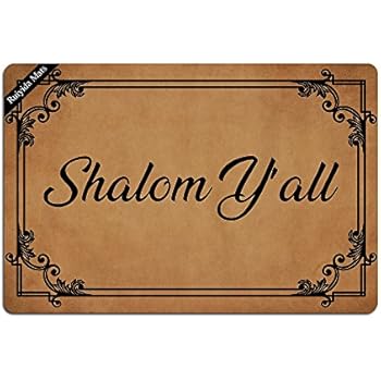 Ruiyida Shalom Y'All Entrance Floor Mat Funny Doormat Door Mat Decorative Indoor Outdoor Doormat Non-woven 23.6 By 15.7 Inch Machine Washable Fabric Top