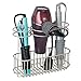 mDesign Wall Mount Hair Care, Hot Styling Tool Organizer Storage Basket for Hair Dryer, Flat Irons, Curling Wands, Hair Straighteners, Space Saving, 3 Sections - Concerto Collection - Satin