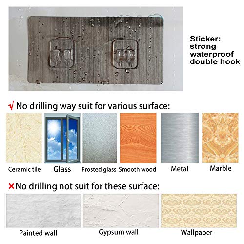 Yeegout Adhesive Shower Caddies Corner with Hooks No Drilling Bathroom Shelf Organizer Kitchen Basket Rack, 2 Pack