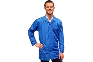 StaticTek ESD Jacket, Certified Level 3 Protective Lightweight Workwear & High Shielding Anti-Static Lab Coat, Full Sleeve, Snap Cuff ESD Smock, Light Blue - Large (TT_JKC9024SPLB)