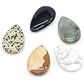 Zotoone 5pcs Natural Drop Pendant Turquoise Agate Picture Stone Healing Mineral Jewelry Making DIY Necklace Earring Accessory Deco Gift 25x40mm