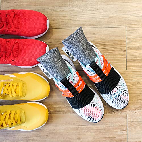 MOSO NATURAL Mini Air Purifying Bag Shoe Deodorizer. Odor Eliminator for Gym Bags, Sneakers and Sports Gear Charcoal Color 2 Pack