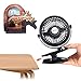 Kobwa [Upgrade Version]Mini USB Clip on Desk Fan ,360 Degree Rotating Rechargeable Low Noise with 3 Speed Adjustment Fan for Home Office Baby Stroller Car Camping Tent Dorm Rooms(Black)