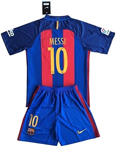 FC Barcelona 2016-2017 Messi #10 Youths Home Soccer Jersey Shirt &amp; Shorts Set (7-8 Years)