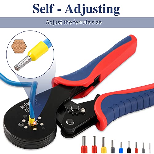 Ferrule Crimping Tool Kit, Hexagonal Wire Crimping Pliers for 0.08-16mm² with 1200pcs Red Copper Wire End Terminals, Ratcheting Wire Crimping Tool Kit