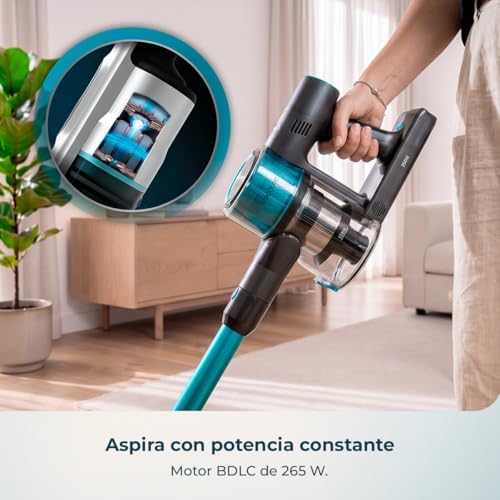 Aspiradora Escoba sin Cable Conga Rockstar P50 Neo. 80AW, 20000Pa, Motor BDLC con 265W, Autonomía 50mins en Modo Eco, Depósito 1200 ml, Cepillo Mixto con HairOut, Antienredos