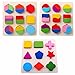 Amberetech Wooden Toys Montessori Color Math Shapes Geometric Puzzles,5.9inches,Pack of 3