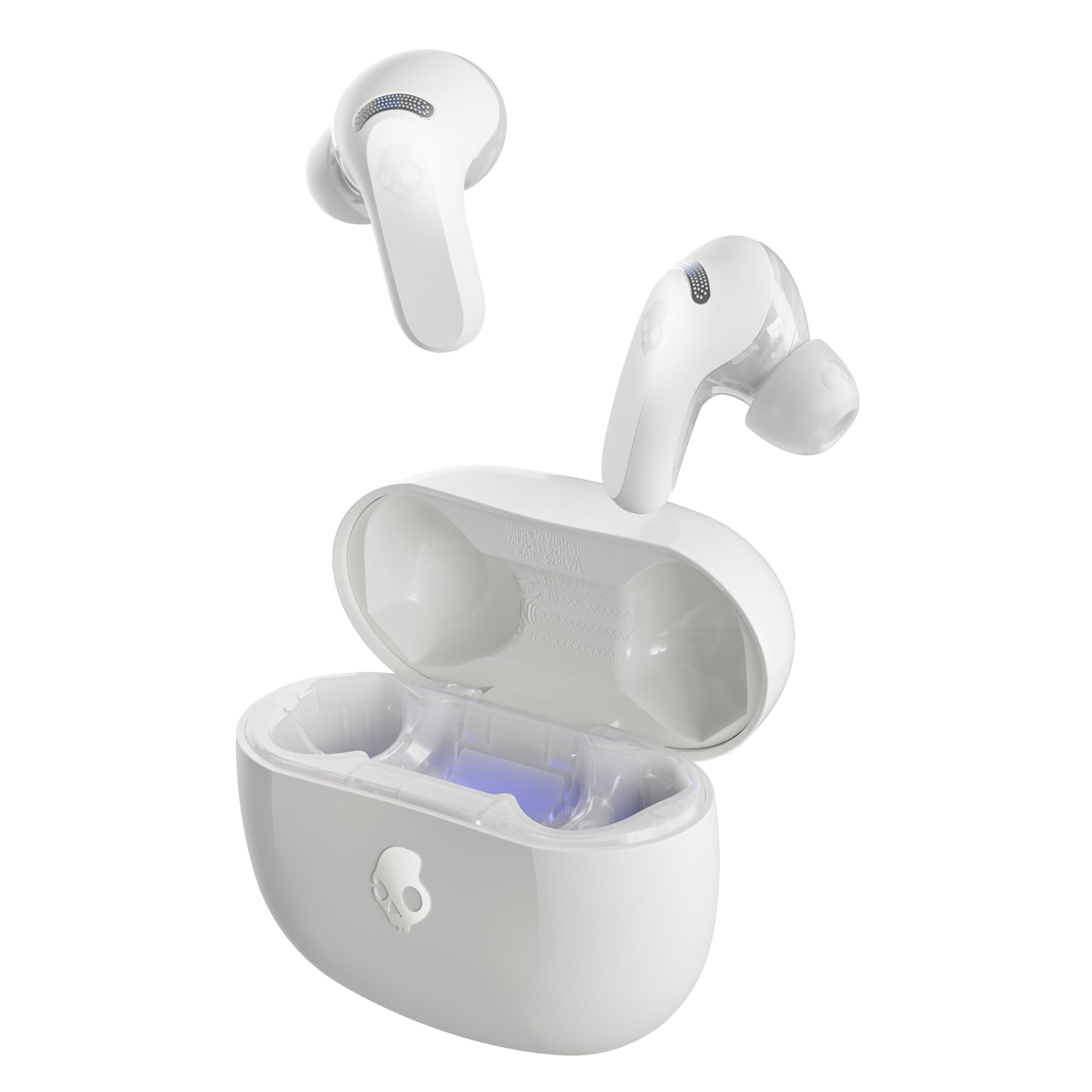 Skullcandy Rail ANC Wireless Earbuds, Bluetooth Headphones, Active Noise Cancelling, Up to 38 Hours Battery, Microphone for iPhone Android, Customizable via Skull-iQ App – Bone